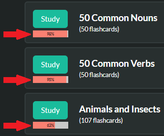 example flashcard decks stats