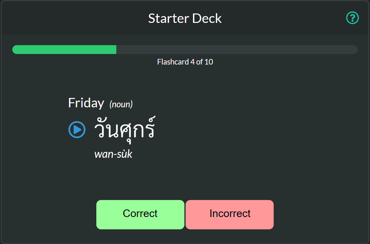 Starter Deck Flashcard: วันศุกร์ (Friday) - Spaced Repetition
